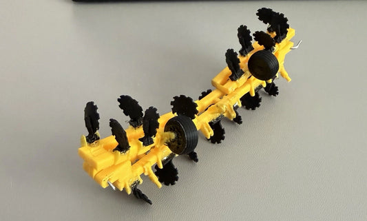1/64 Scale 12R38 Delta Plow (Yellow) - Custom Farm Toys