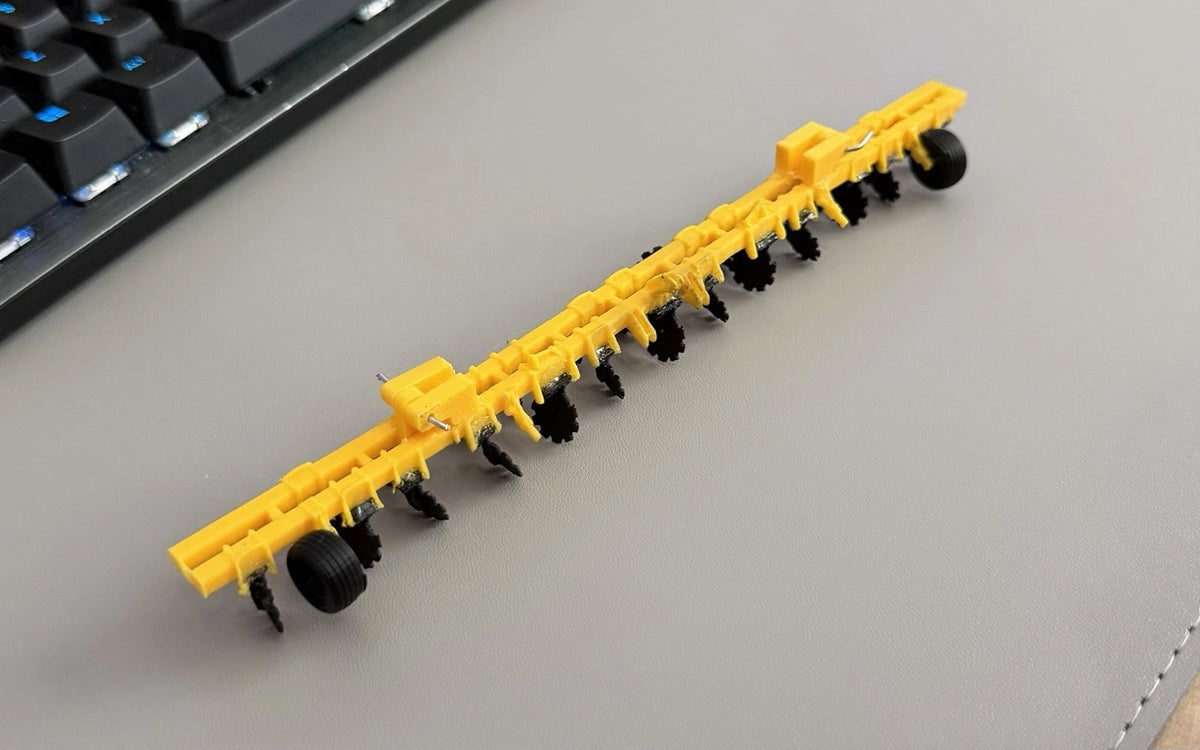 1/64 Scale 12R38 Delta Plow (Yellow) - Custom Farm Toys