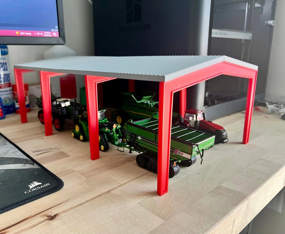 1/64 Scale Red Iron Cover Barn Model for DCP / Custom Farm Toy Displays Diorama