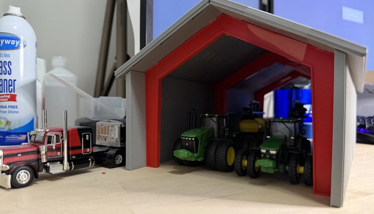 1/64 Scale Red Iron Cover Barn V2 - For Custom Farm Toy Displays