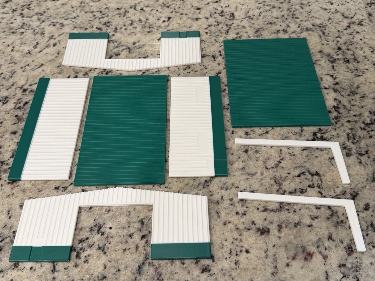 1/64 Scale Green&White Shop W/Lean To Kit- Custom Farm Toys & Dioramas